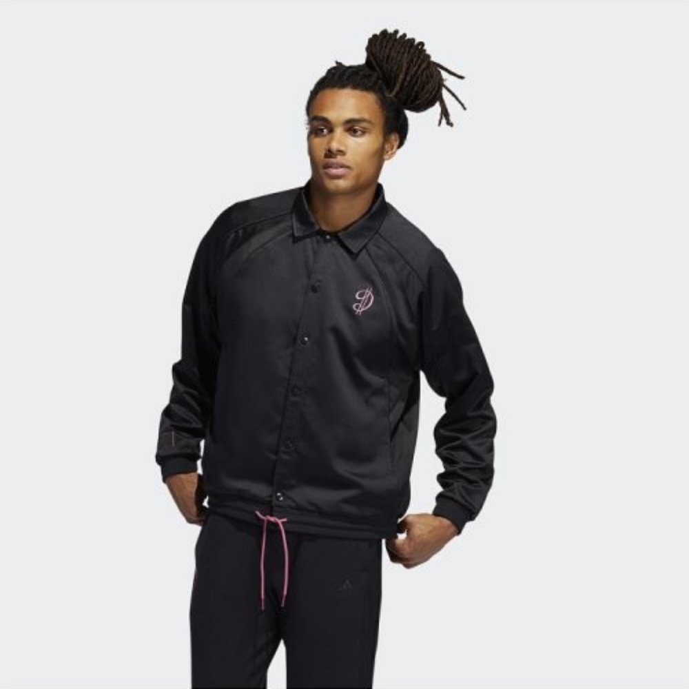 NWT Adidas Black/Pink Dame DOLLA EXTPLY Satin Snap Front Jacket S - Picture 5 of 6